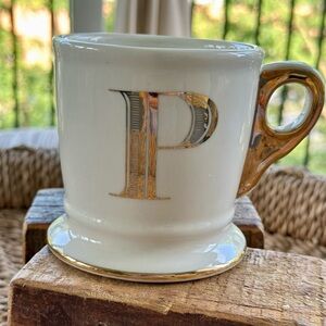 Anthropology Gold-Accented Monogram Mug
